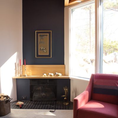 colour blocked fireplace