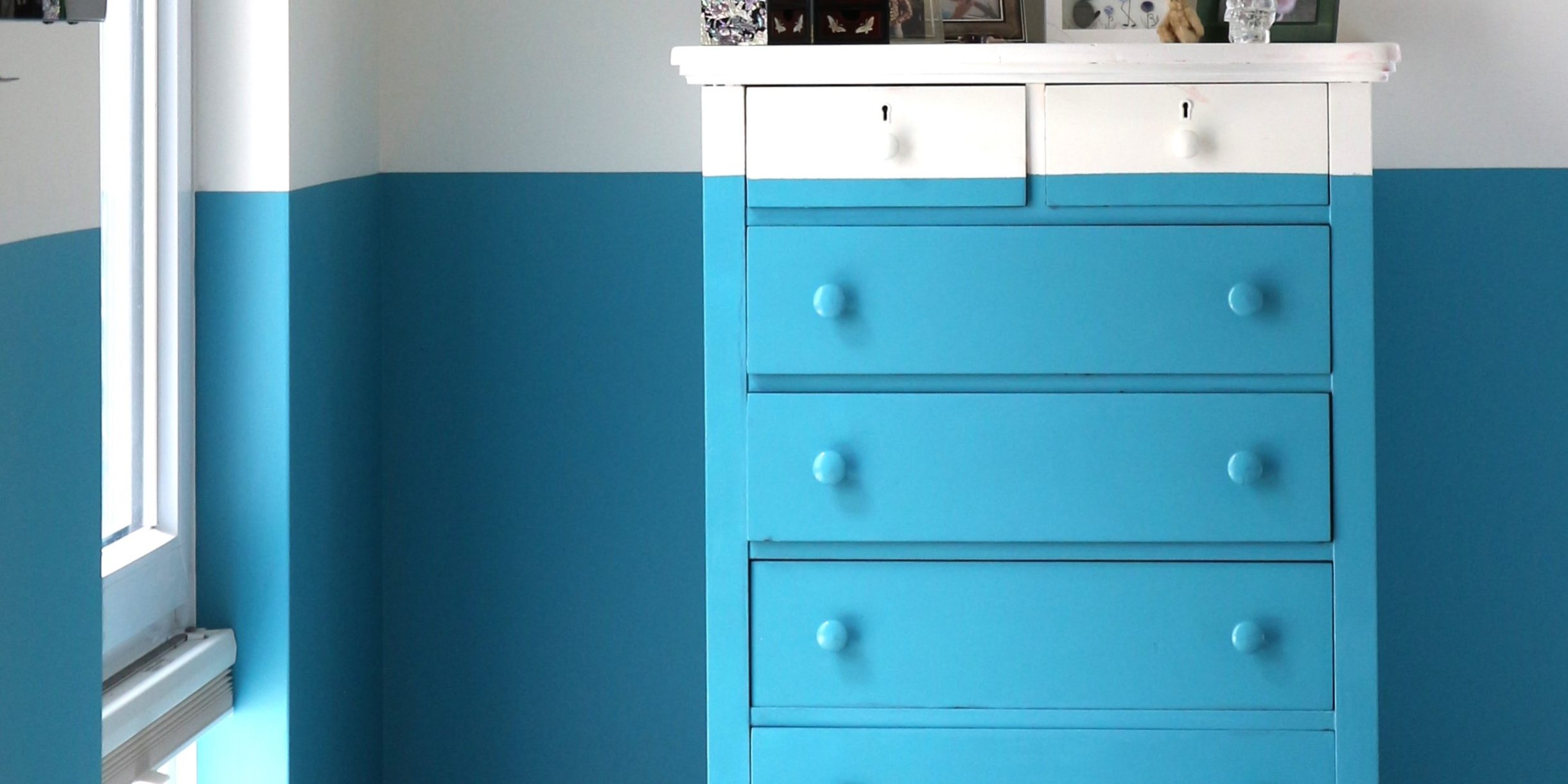 dresser colour block walls vintage furniture