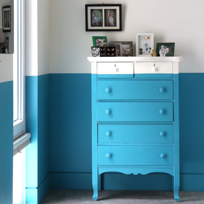 colour block walls vintage furniture