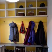 mudroom cubbies and bench seat Modern Farmhouse