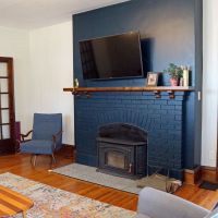 painted brick fireplace